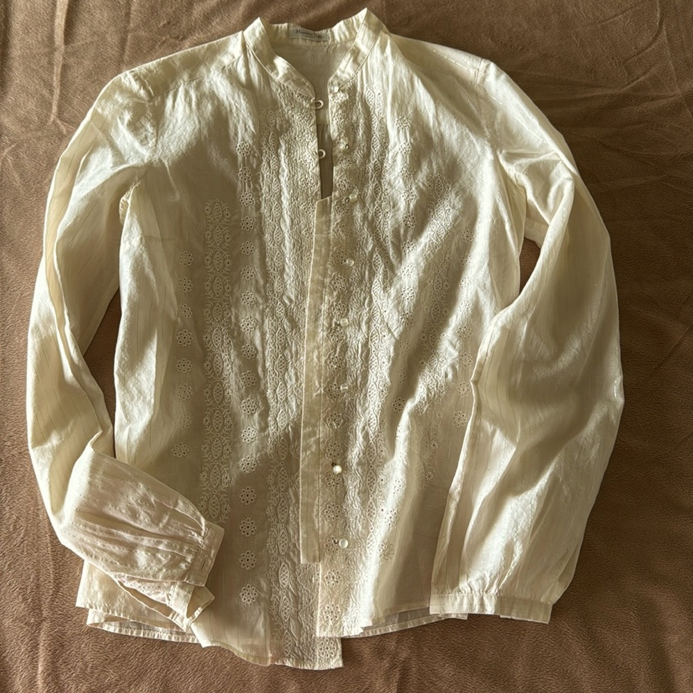 Massimo Dutti Front Embroidered Shirt